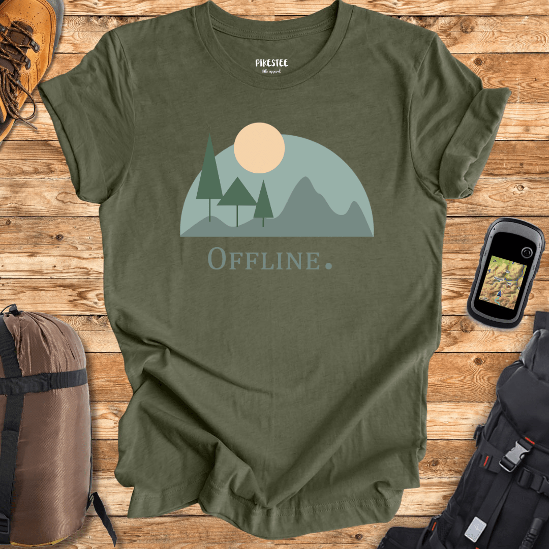 "Offline." graphic T-shirt