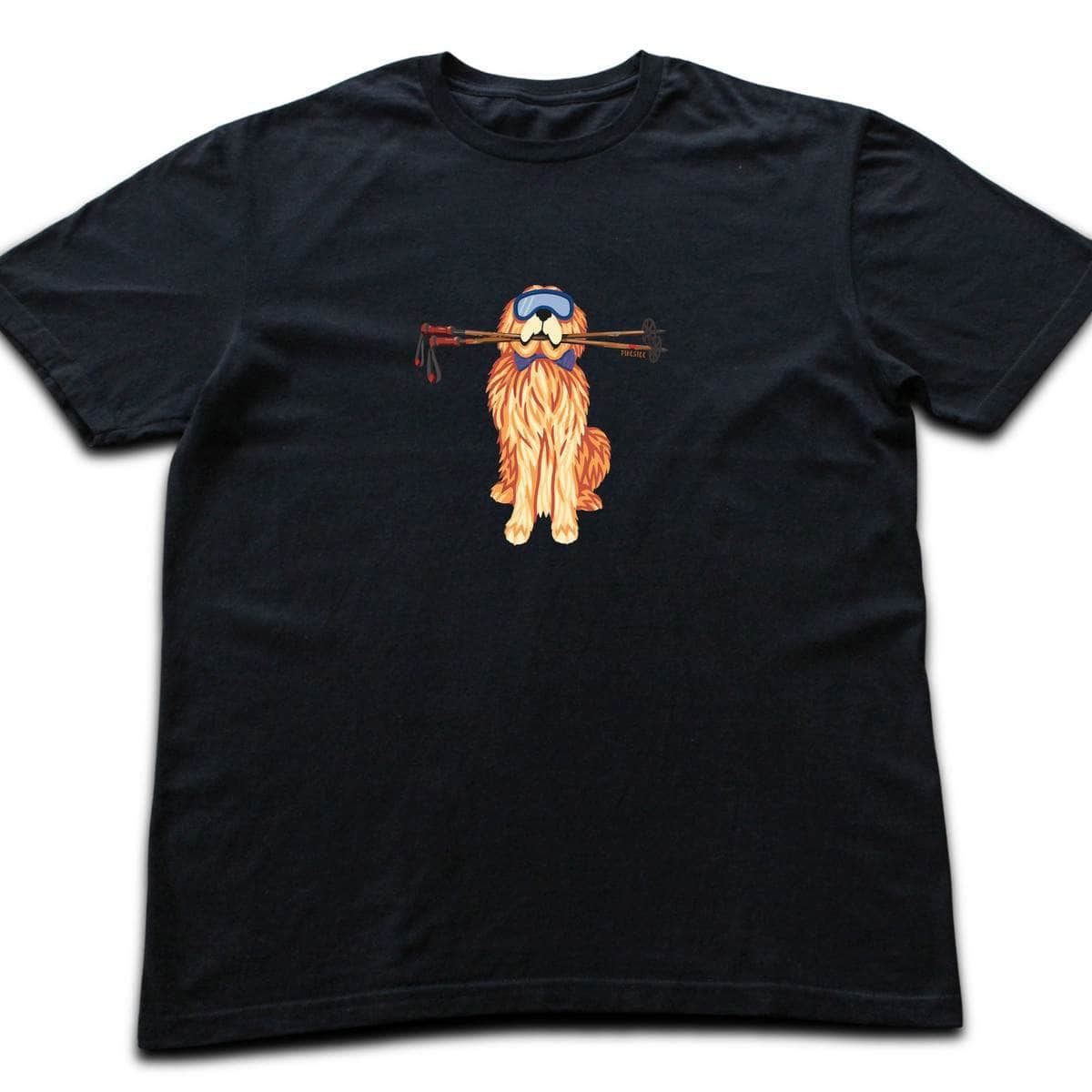 Dog And Ski Poles T-shirt - Black