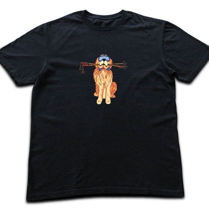 Dog And Ski Poles T-shirt - Black