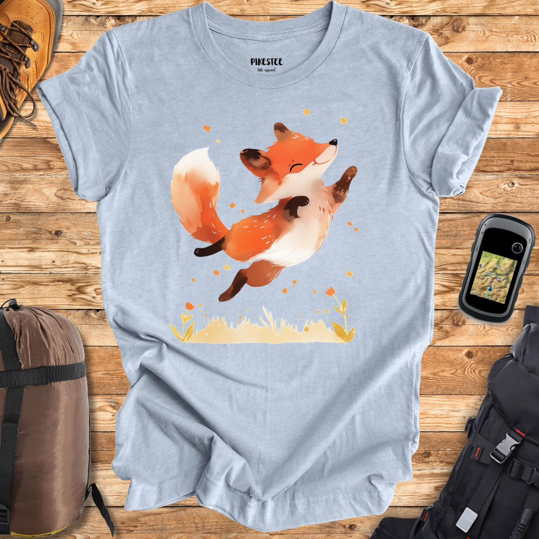 "Jumping Cute Fox Silhouette" graphic T-shirt