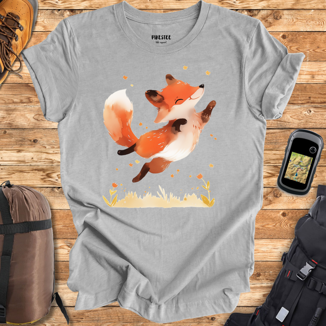 "Jumping Cute Fox Silhouette" graphic T-shirt