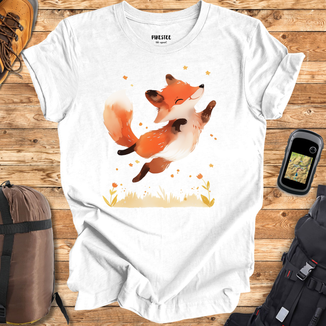 "Jumping Cute Fox Silhouette" graphic T-shirt