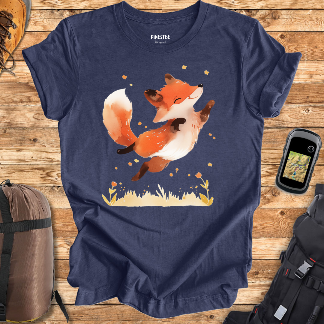 "Jumping Cute Fox Silhouette" graphic T-shirt