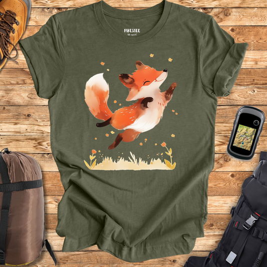 "Jumping Cute Fox Silhouette" graphic T-shirt