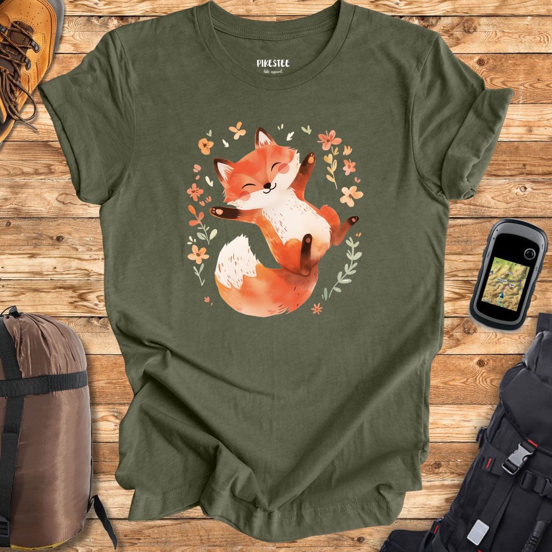 "Happy Cute Fox Silhouette" graphic T-shirt