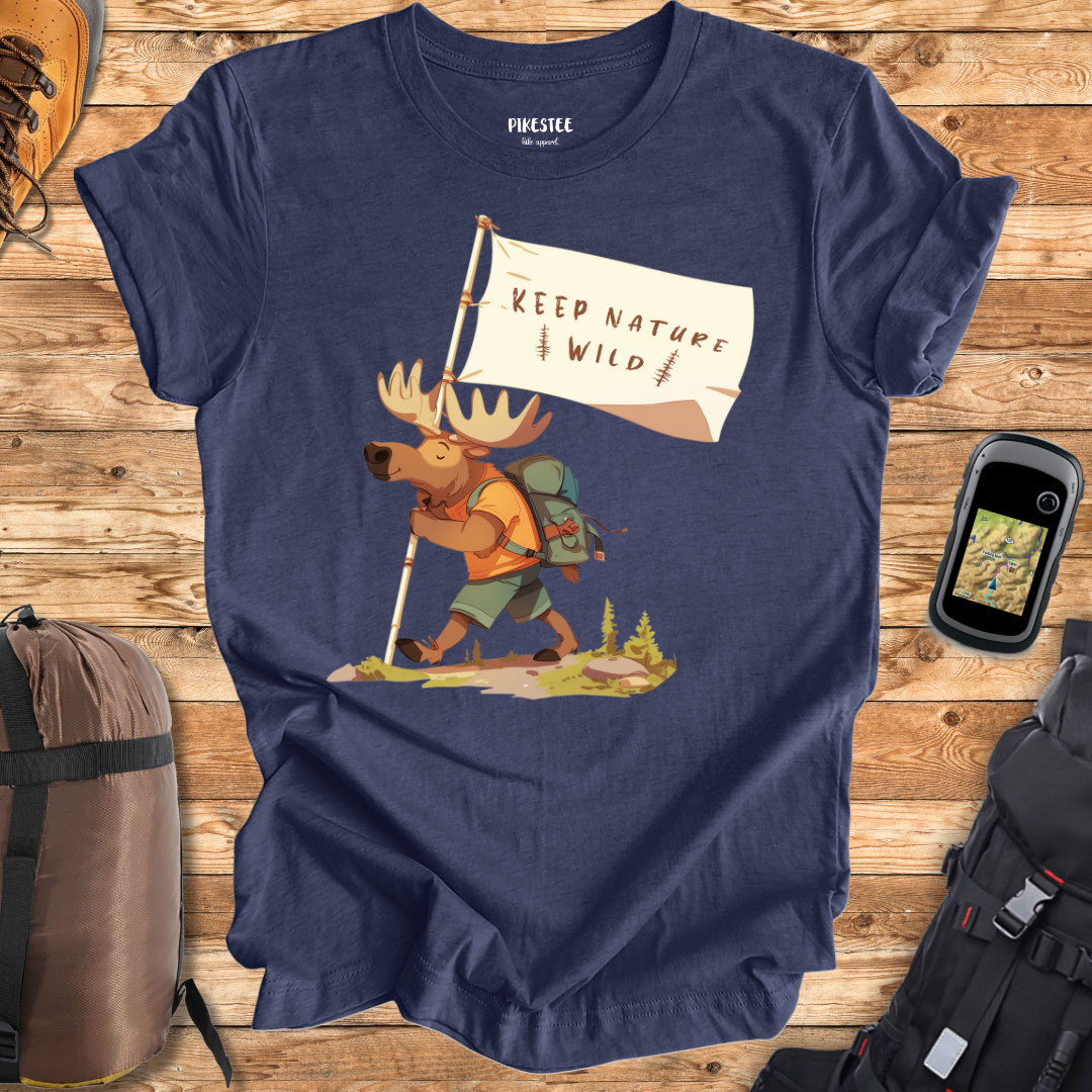 "Keep Nature Wild, Moose's Flag" graphic T-shirt