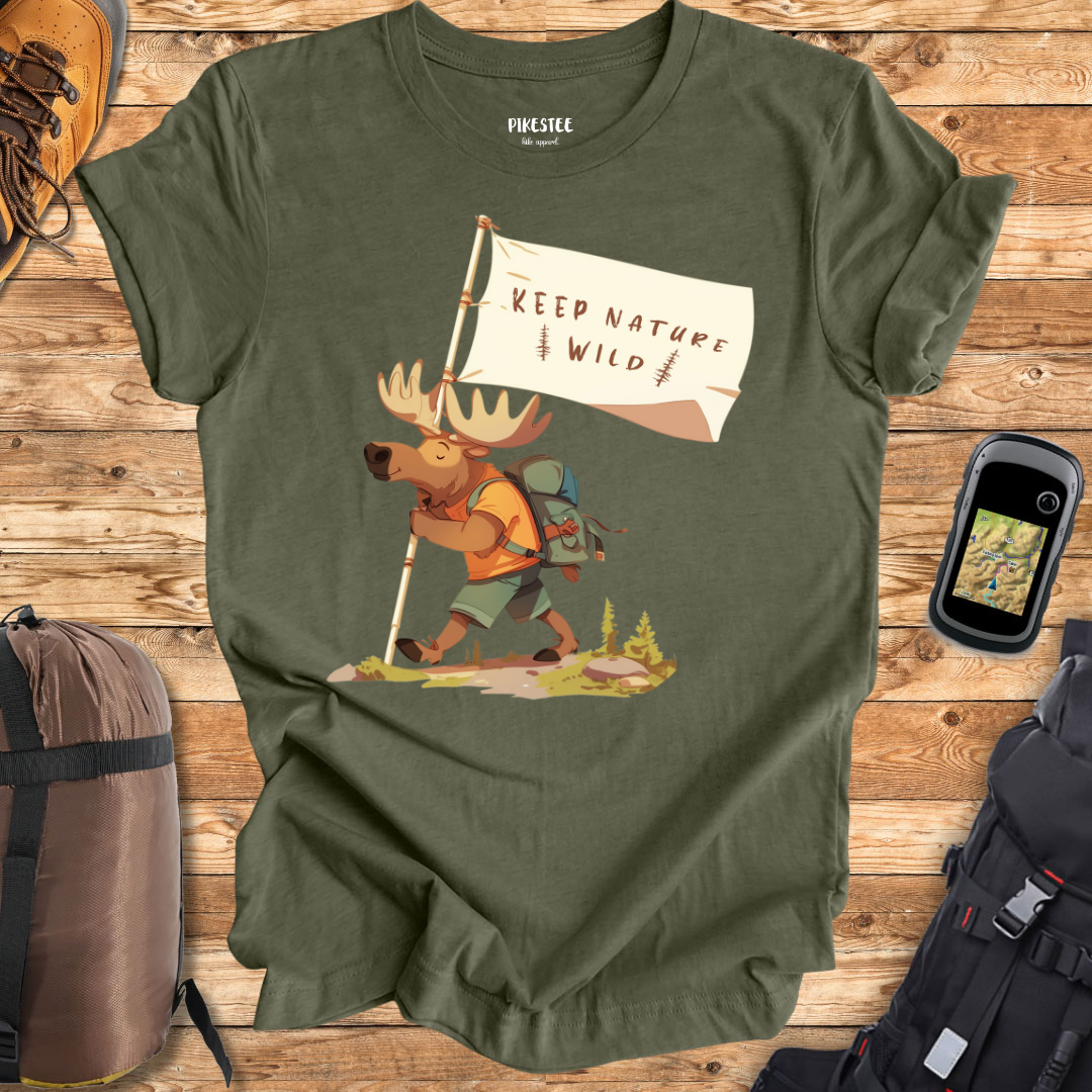 "Keep Nature Wild, Moose's Flag" graphic T-shirt