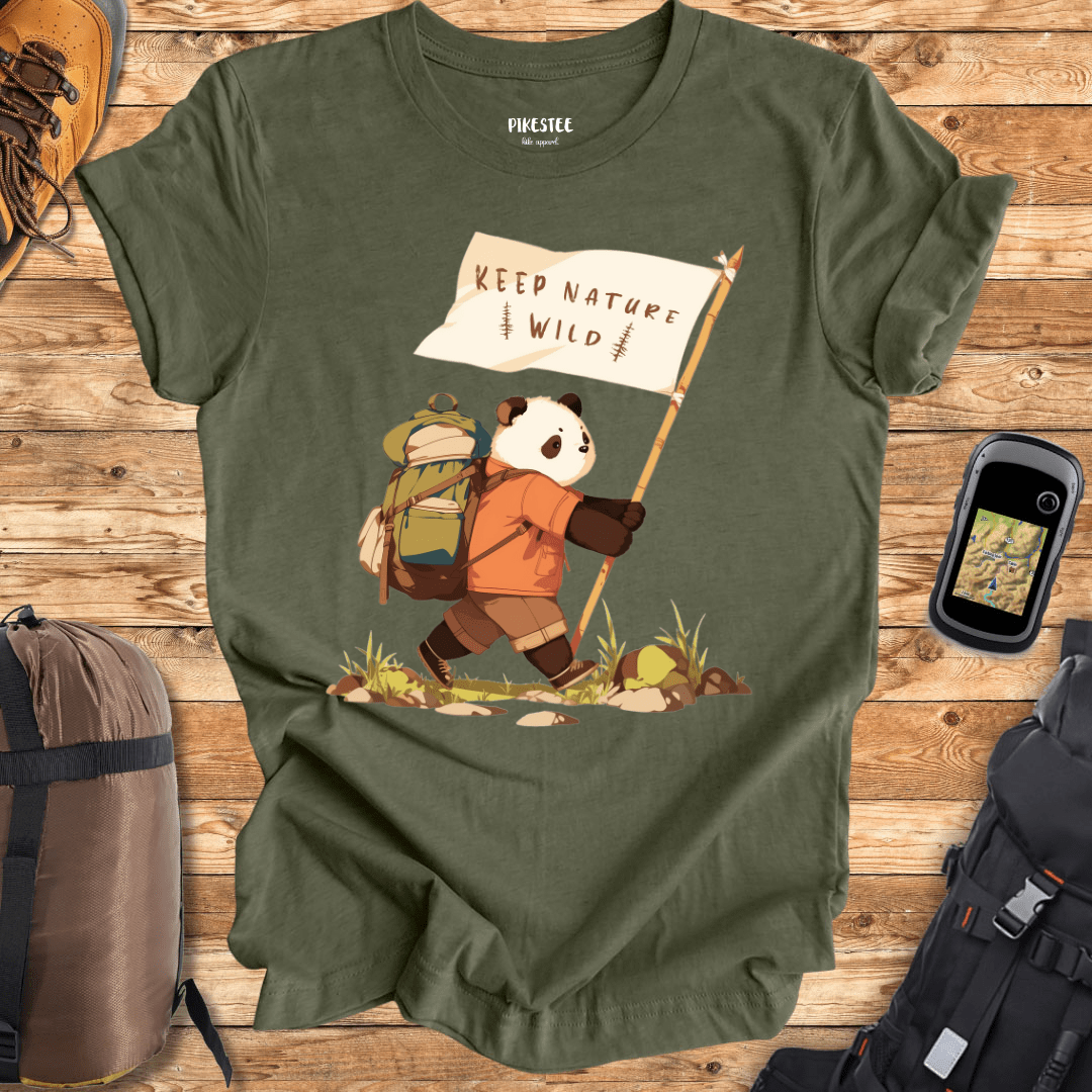 "Keep Nature Wild, Panda's Flag" graphic T-shirt