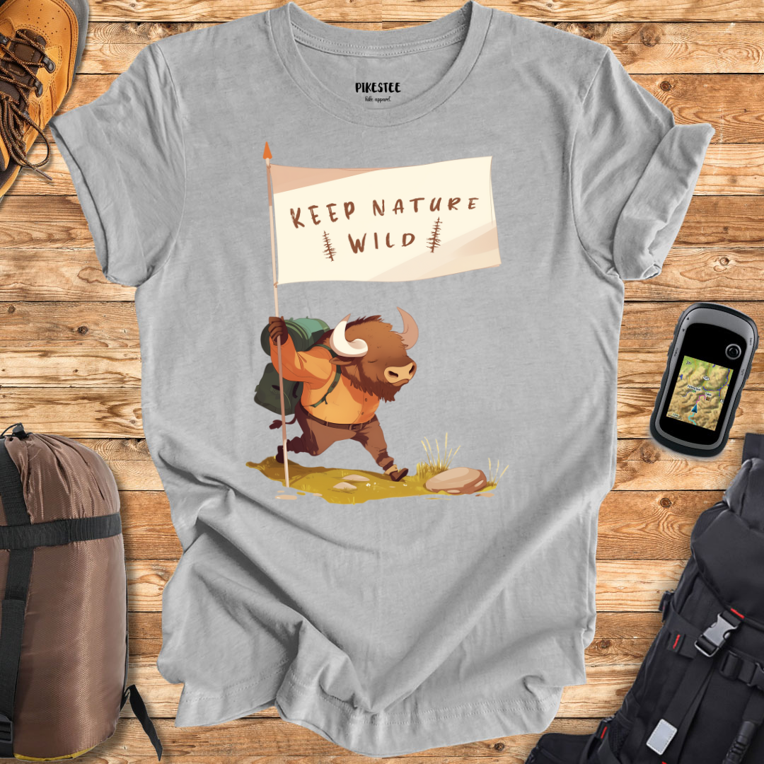 "Keep Nature Wild, Bison's Flag" graphic T-shirt