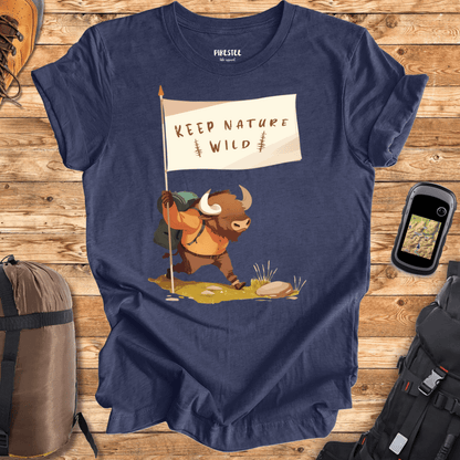 "Keep Nature Wild, Bison's Flag" graphic T-shirt