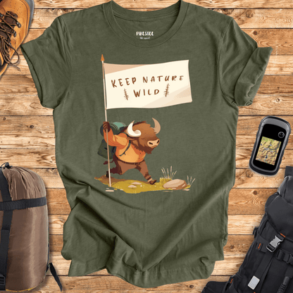 "Keep Nature Wild, Bison's Flag" graphic T-shirt