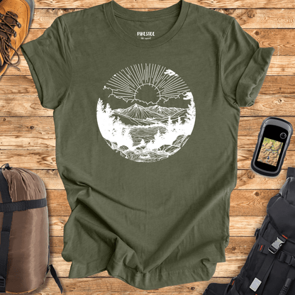 "Detailed Round Landscape" graphic T-shirt