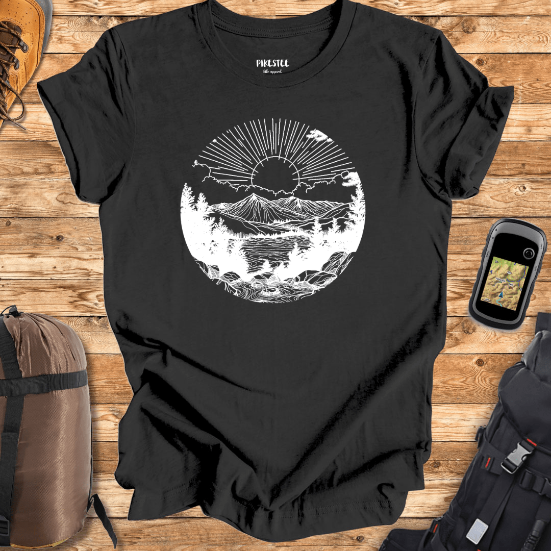 "Detailed Round Landscape" graphic T-shirt