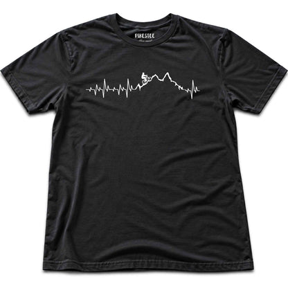Mountain Biker Heart Beat T-shirt - Black