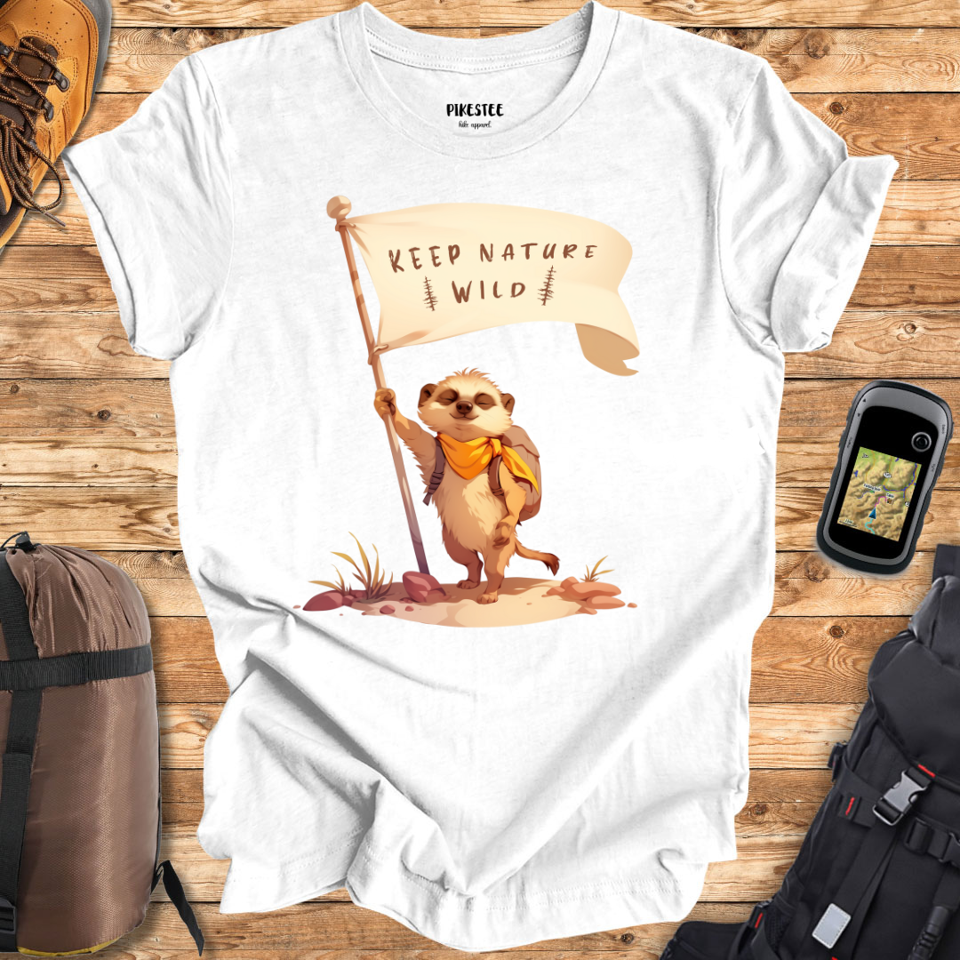 "Keep Nature Wild, Meerkat's Flag" graphic T-shirt