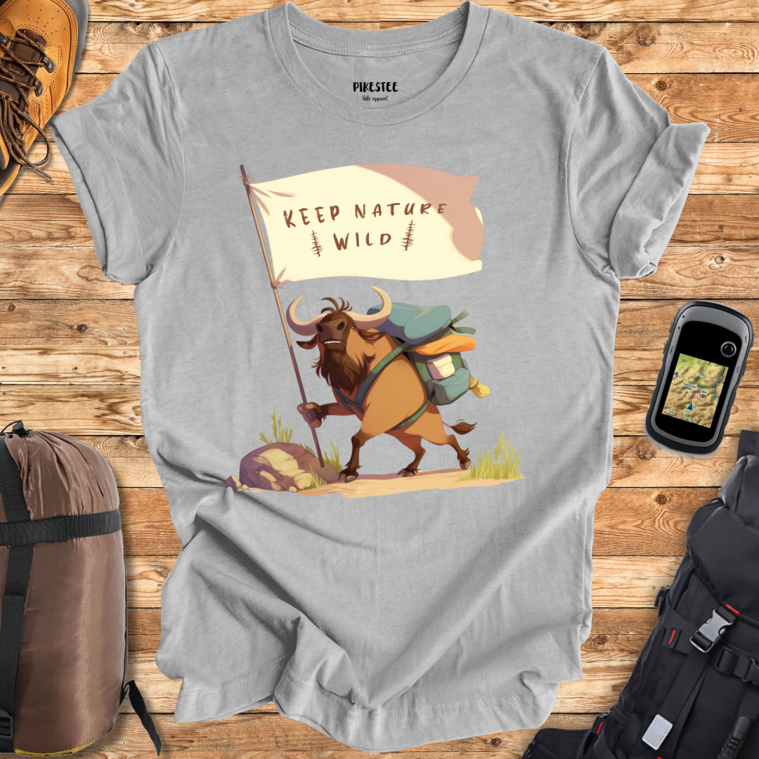 "Keep Nature Wild, Wildebeest's Flag" graphic T-shirt