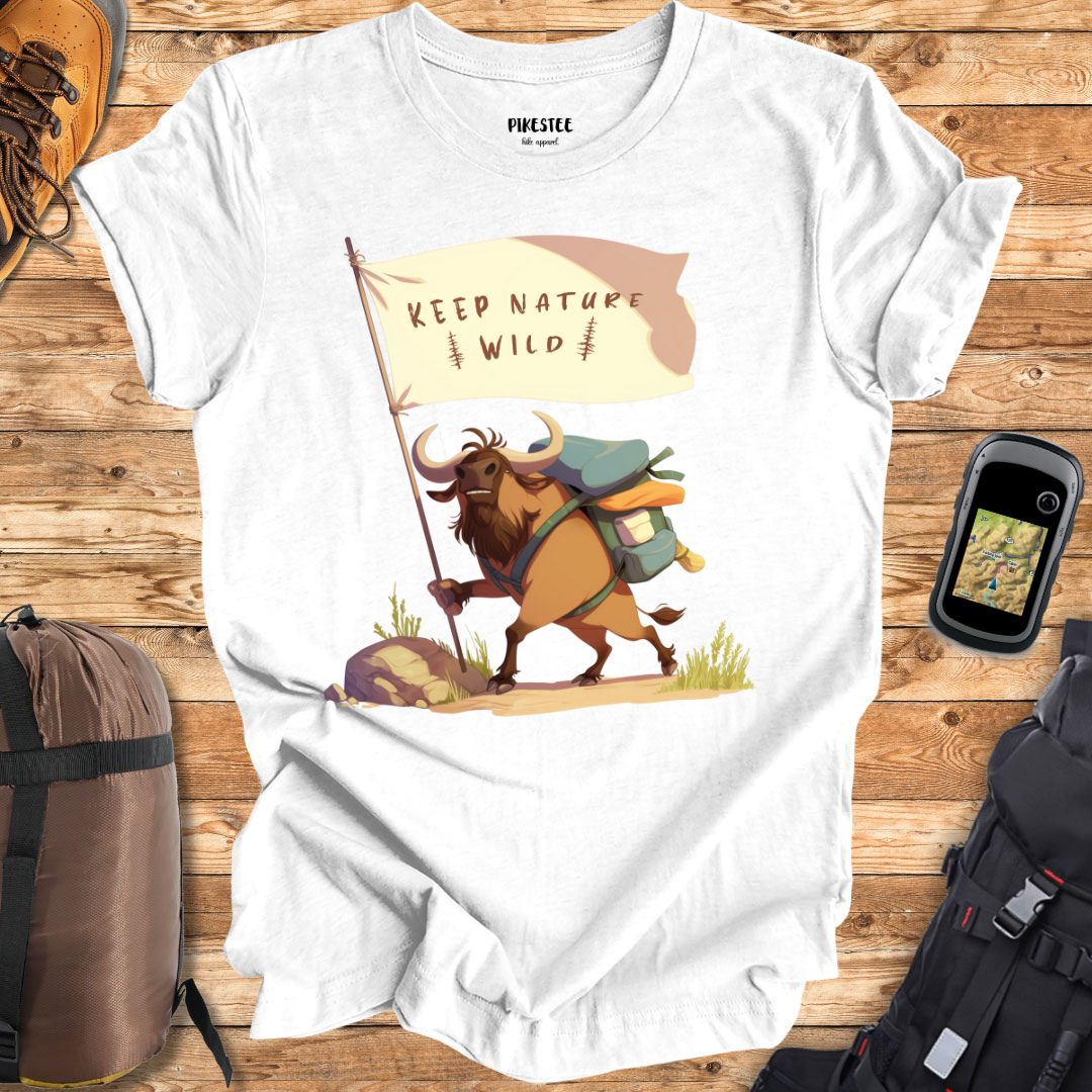 "Keep Nature Wild, Wildebeest's Flag" graphic T-shirt