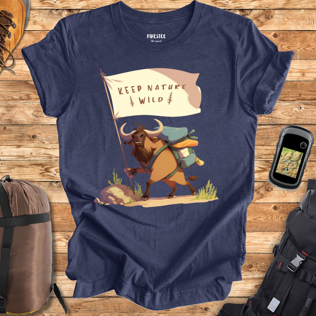 "Keep Nature Wild, Wildebeest's Flag" graphic T-shirt