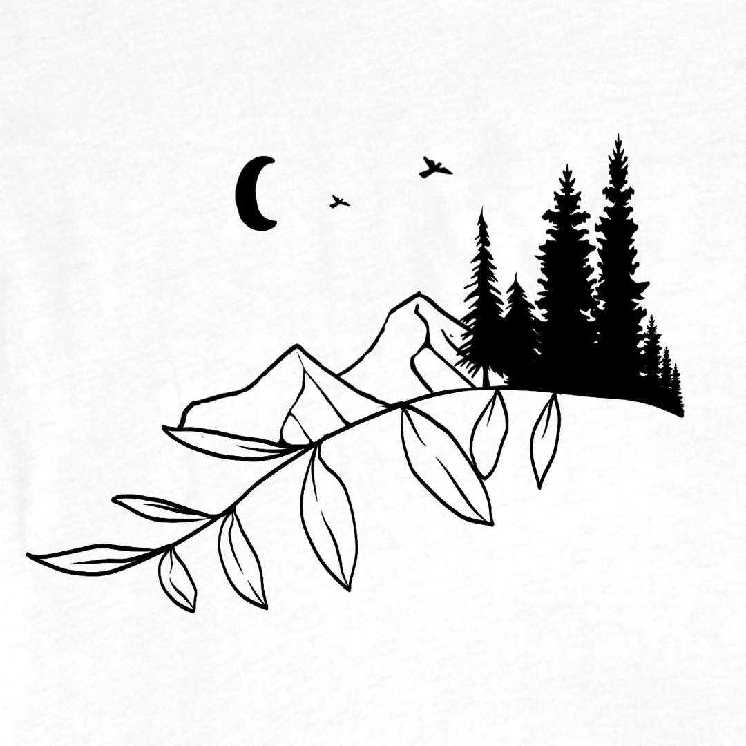 "Branch Landscape" White graphic T-shirt