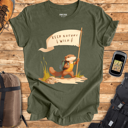 "Keep Nature Wild, Weasel's Flag" graphic T-shirt