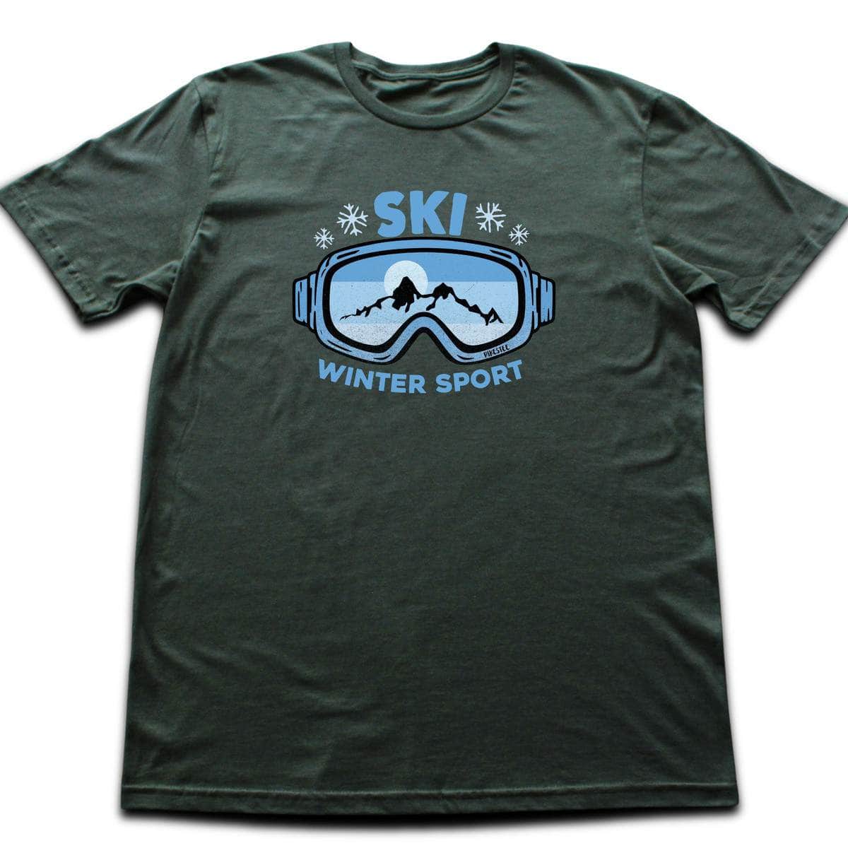 Ski Mask Winter Sports T-shirt - Military Green