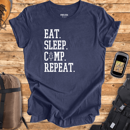 "Eat. Sleep. Camp. Repeat." Graphic T-shirt