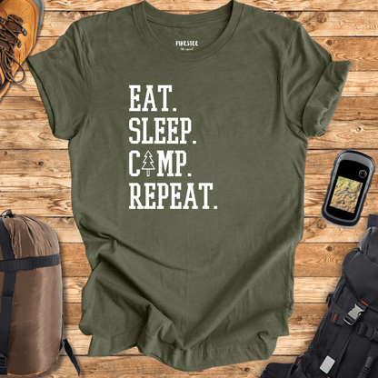 "Eat. Sleep. Camp. Repeat." Graphic T-shirt