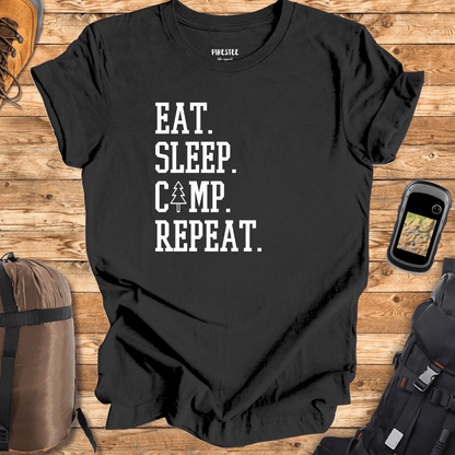 "Eat. Sleep. Camp. Repeat." Graphic T-shirt