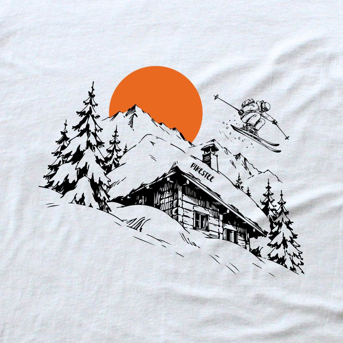 Hand Drawn Ski Cabin T-shirt - White