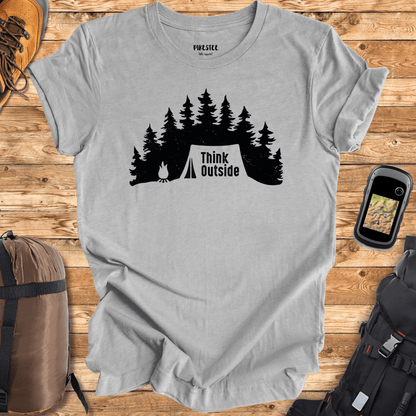 "Camp Landscape, Think Outside" graphic T-shirt