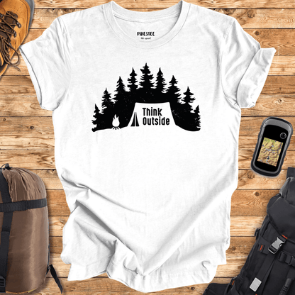 "Camp Landscape, Think Outside" graphic T-shirt