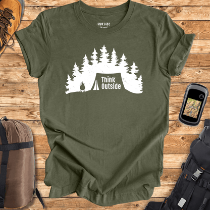 "Camp Landscape, Think Outside" graphic T-shirt