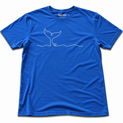 Line Art Whale Tail T-shirt - Royal