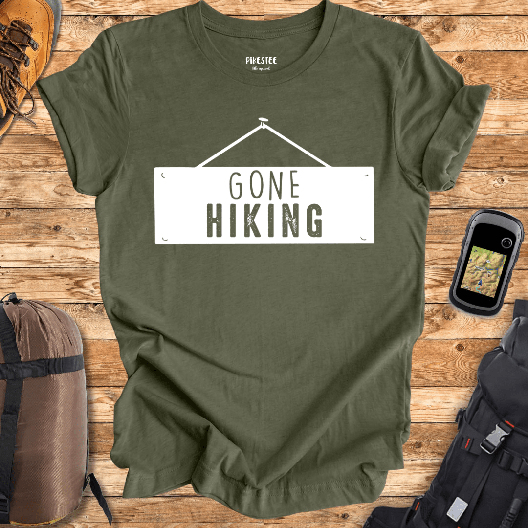 "Gone Hiking" graphic T-shirt