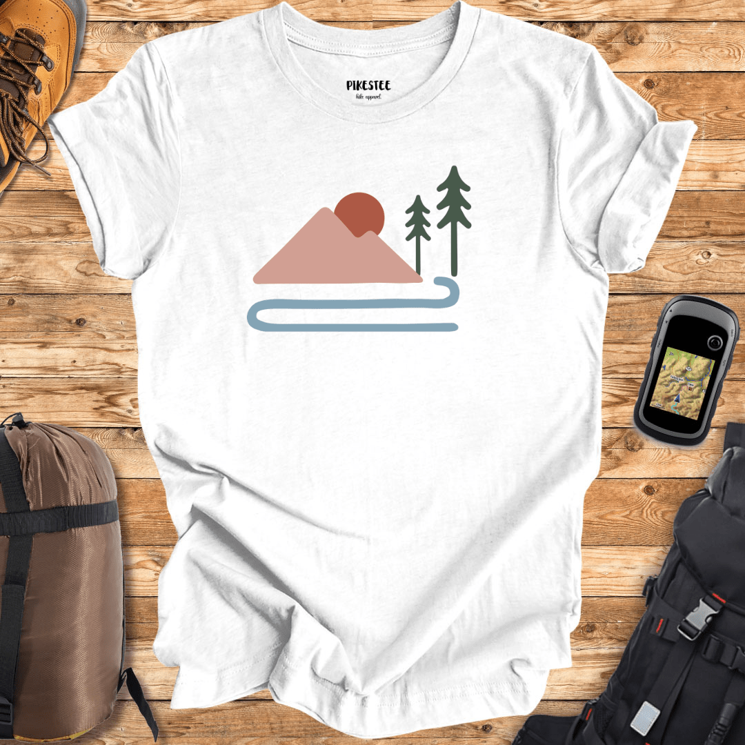 "Mountain River Art" graphic T-shirt