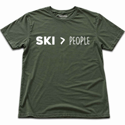 Ski Over People T-shirt - Military Green