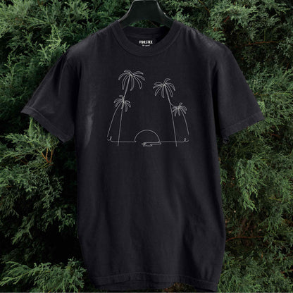 Line Art Palm Tree Sun T-shirt