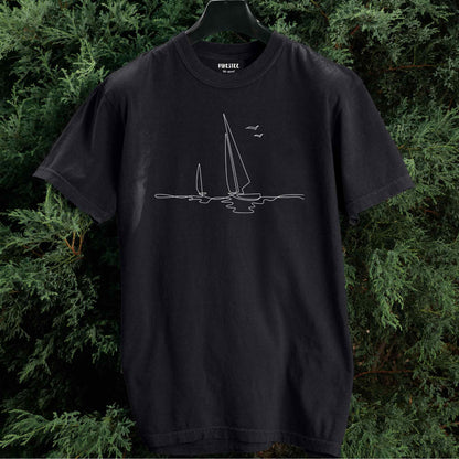 Two SailBoat Line Art T-shirt