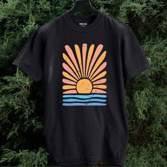 Abstract Sun and Waves T-shirt