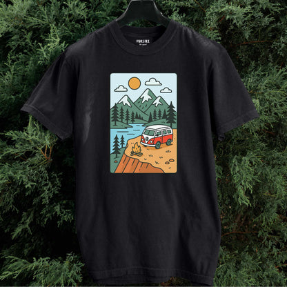 Cartoon Van Landscape T-shirt