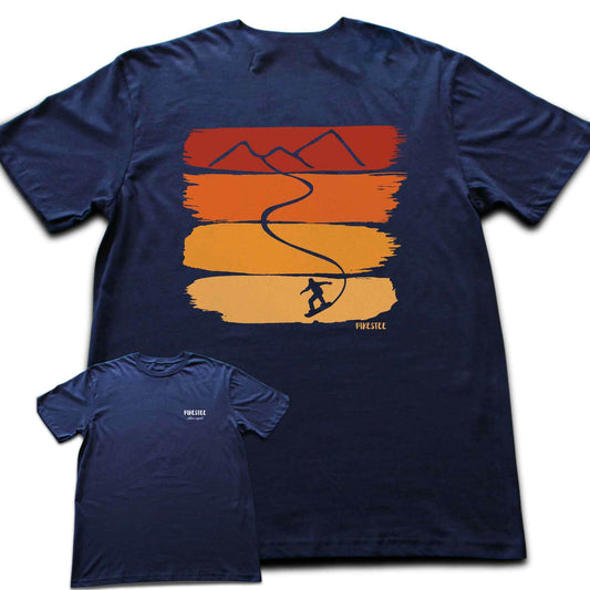 Back Print Gradient Snowboard Path T-shirt