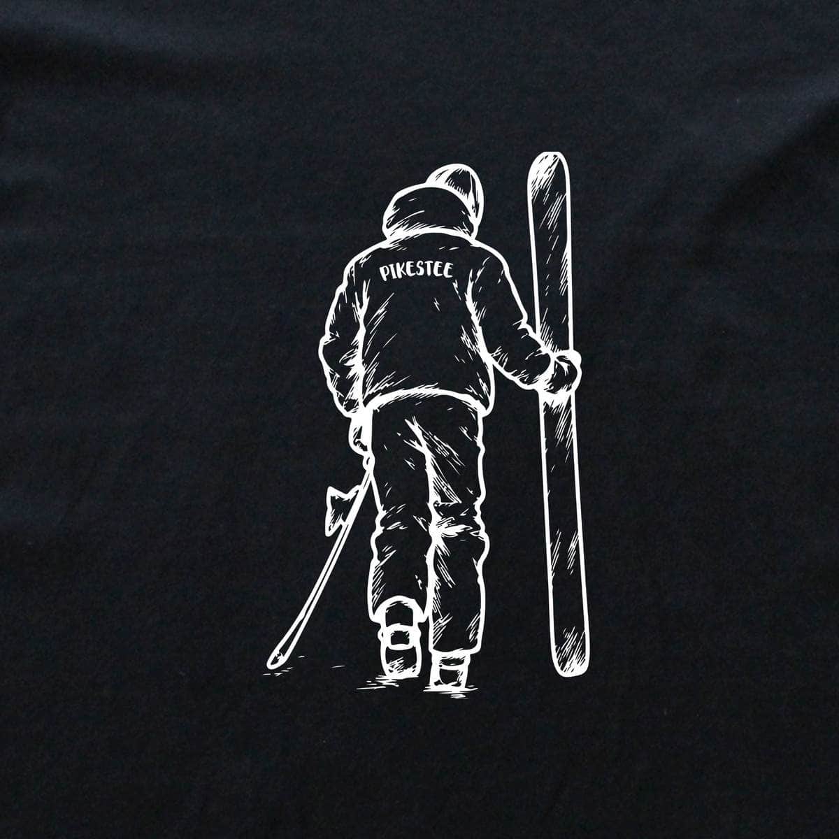 Hand Drawn Walking Skier T-shirt - Black - cover