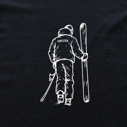 Hand Drawn Walking Skier T-shirt - Black - cover