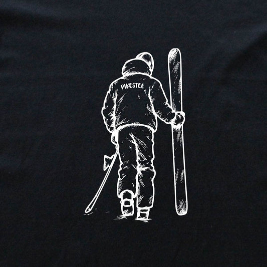 Hand Drawn Walking Skier T-shirt - Black - cover