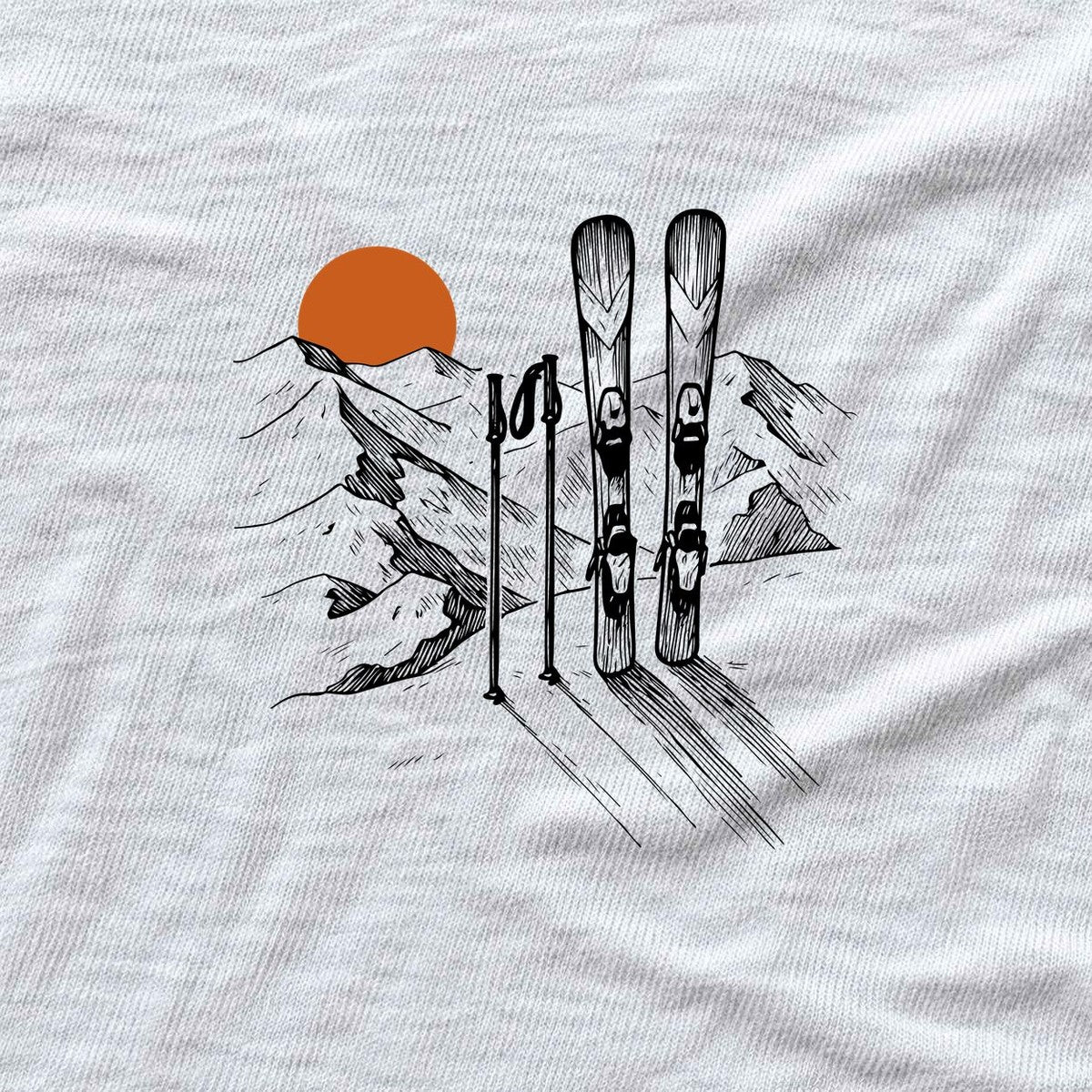 HandDrawn Ski Landscape T-shirt - White - hero
