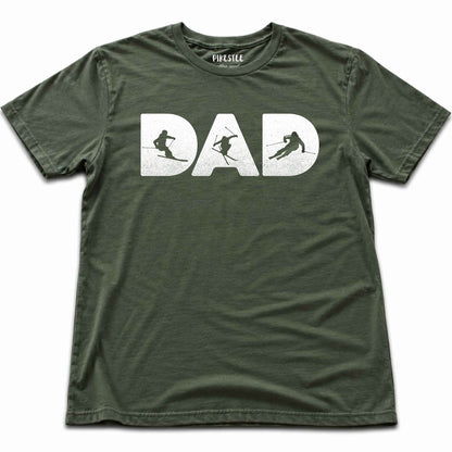 Skier Dad Typo T-shirt - Military Green