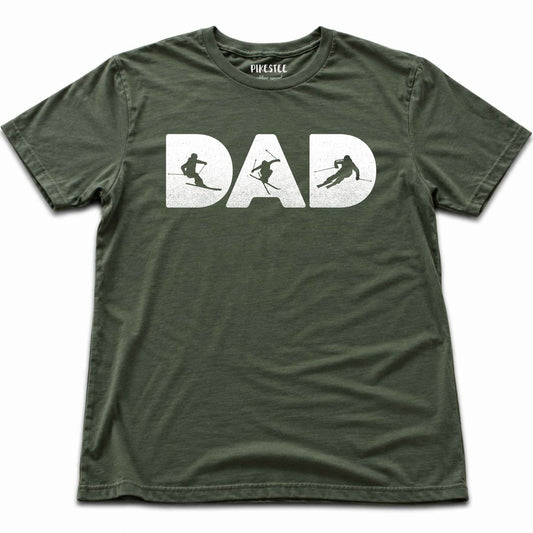 Skier Dad Typo T-shirt - Military Green