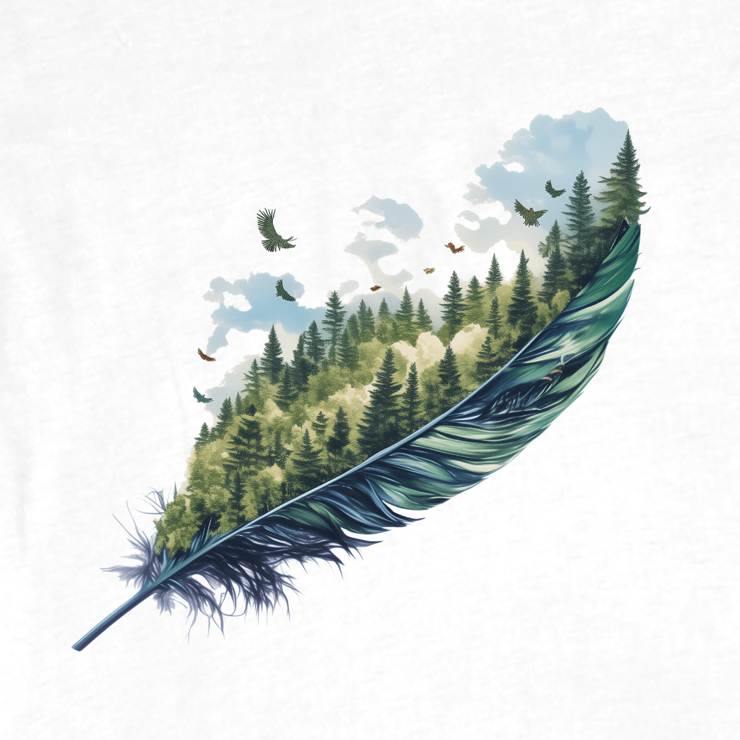 "Forest Feather" graphic T-shirt