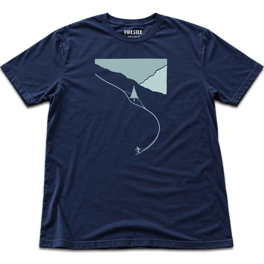 Cartoon Ski Path T-shirt - Navy