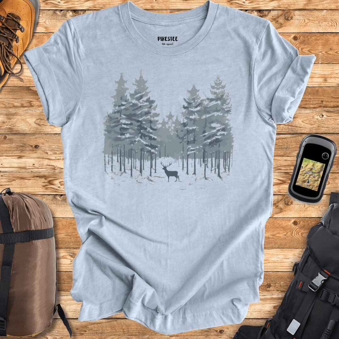 Deer Winter Landscape Graphic T-shirt